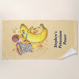 Toalla De Playa Fruity Slam Dunk - Arte Energético Bananero Dibuja