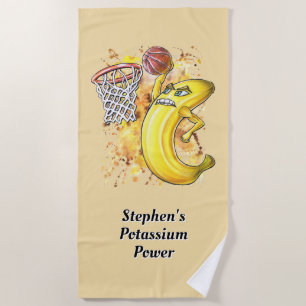 Toalla De Playa Fruity Slam Dunk - Arte Energético Bananero Dibuja