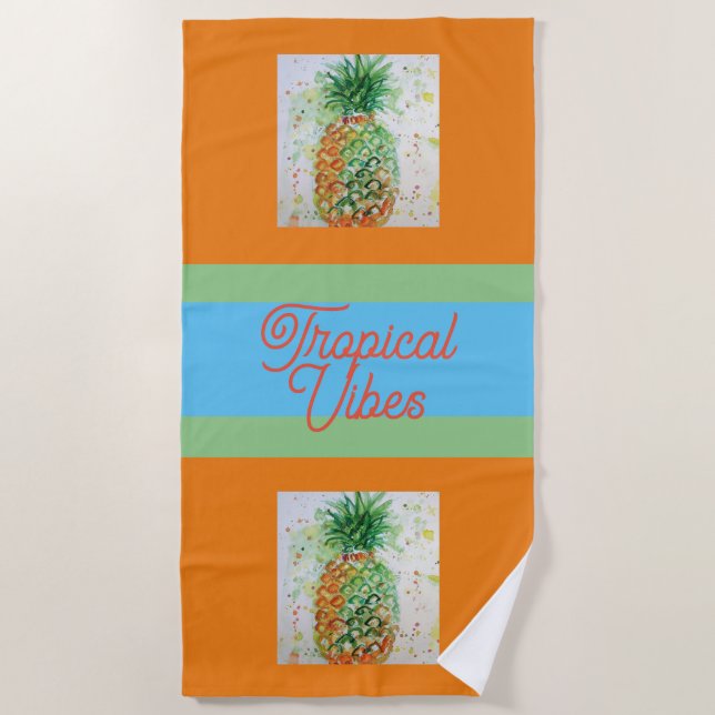 Toalla De Playa Fruta de la piña Alimento de la fruta Vibes tropic (Anverso)