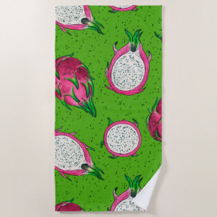 Toalla De Playa Fruta del dragón rojo en verde