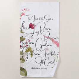 Toalla De Playa Fruta del Espíritu floral rosa