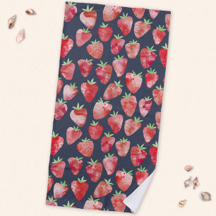 Toalla De Playa Frutas acuarela de fresa oscuras