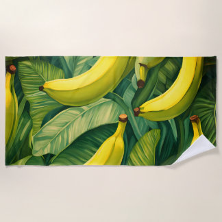 Toalla De Playa Frutas de plátano y hojas ambiente tropical