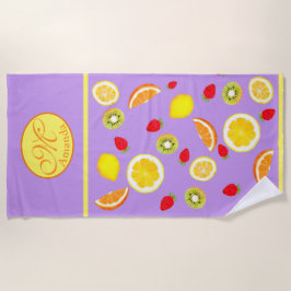 Toalla De Playa Frutas de verano picantes monogramadas