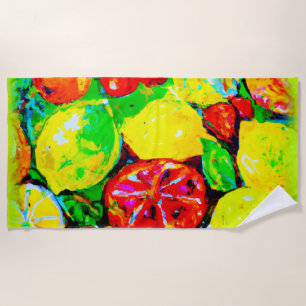 Toalla De Playa "Frutas Veraniegas" Arte Cuidado. Comprar ahora