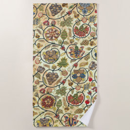 Toalla De Playa Frutas y flores de bordado de trabajo de tripulaci