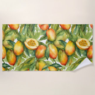 Toalla De Playa Frutas y hojas de mango 