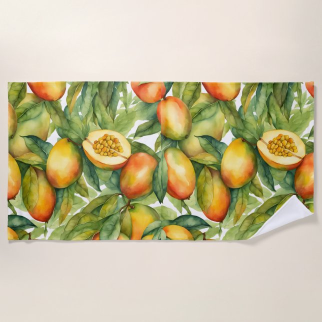 Toalla De Playa Frutas y hojas de mango  (Anverso)