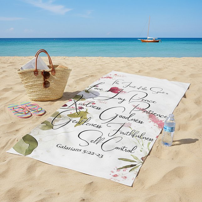 Toalla De Playa Fruto del Espíritu floral rosa (Subido por el creador)