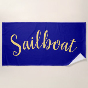 Toalla De Playa Fun Fancy SAILBOAT fondo azul profundo real