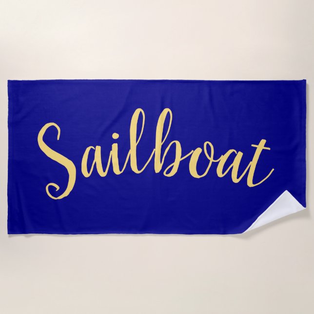 Toalla De Playa Fun Fancy SAILBOAT fondo azul profundo real (Anverso)