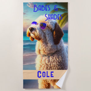 Toalla De Playa Fun moderno trendy Cute Goldendoodle Dog Tropical