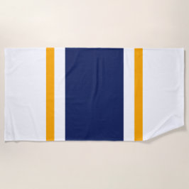 Toalla De Playa Fun Sporty Navy franjas de Carreras blanca amarill