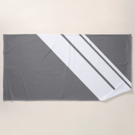 Toalla De Playa Fun SSofisticadas franjas de Carreras blanca gris 