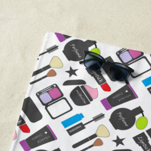 Toalla De Playa Funky Makeup Cosmetics Collage Pattern