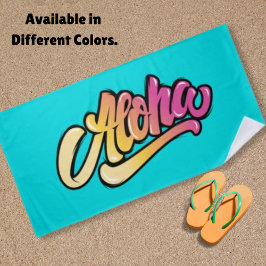 Toalla De Playa Funky Moderno Azul Acuático Hawaiian Aloha