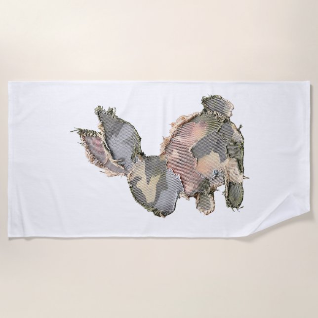 Toalla De Playa Funny Bunny Crochet Patchwork Camo Rabbit Happy Ea (Anverso)