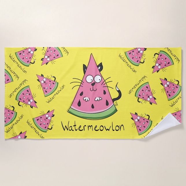 Toalla De Playa Funny Cat Watermelon Cute Kids (Anverso)