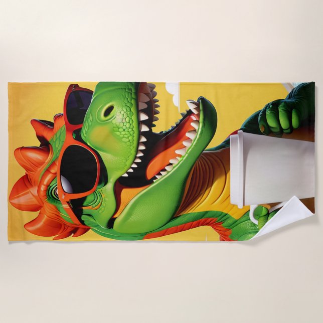 Toalla De Playa Funny de los dinosaurios T-Rex (Anverso)