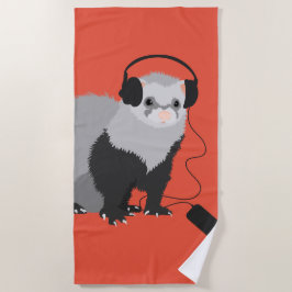 Toalla De Playa Funny Ferret Music Lover