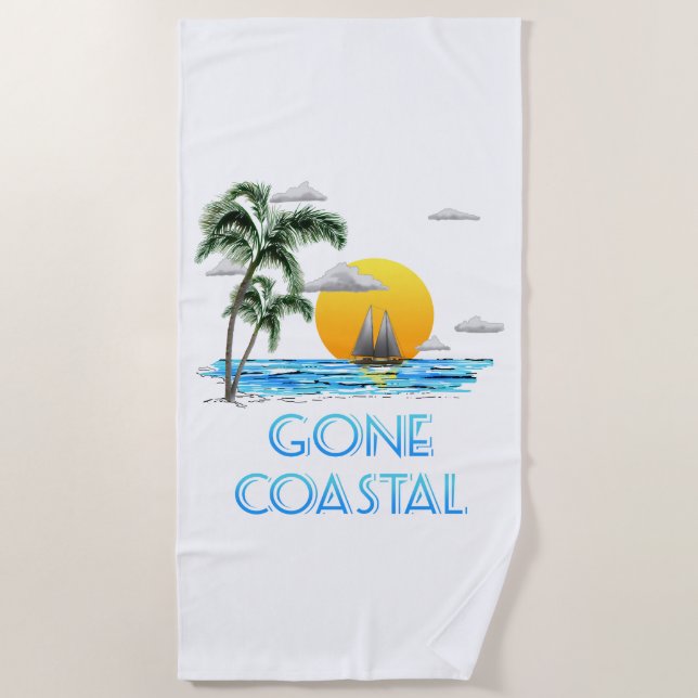 Toalla De Playa Funny Gone Coastal Nautical Sailing Sunset (Anverso)