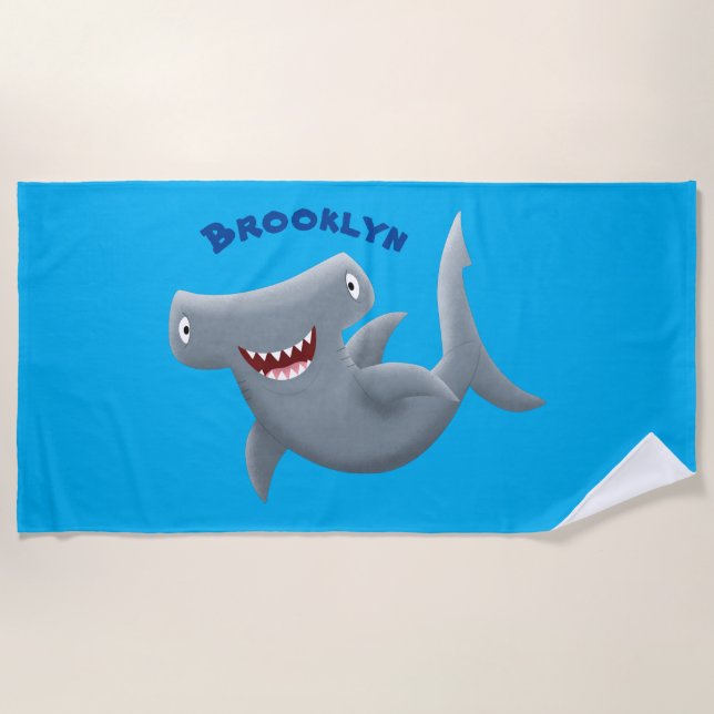 Toalla De Playa Funny Hammerhead tiburón personalizado personaliza (Anverso)