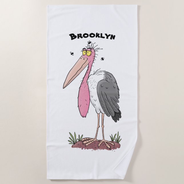 Toalla De Playa Funny marabou stork personalizado (Anverso)