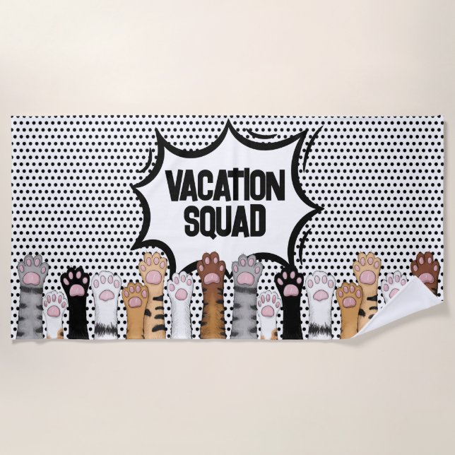 Toalla De Playa Funny Personalizado Cat Paws Comic Style (Anverso)