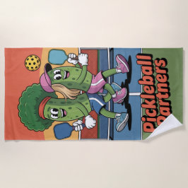 Toalla De Playa Funny Pickleball Partners Mascot Beach