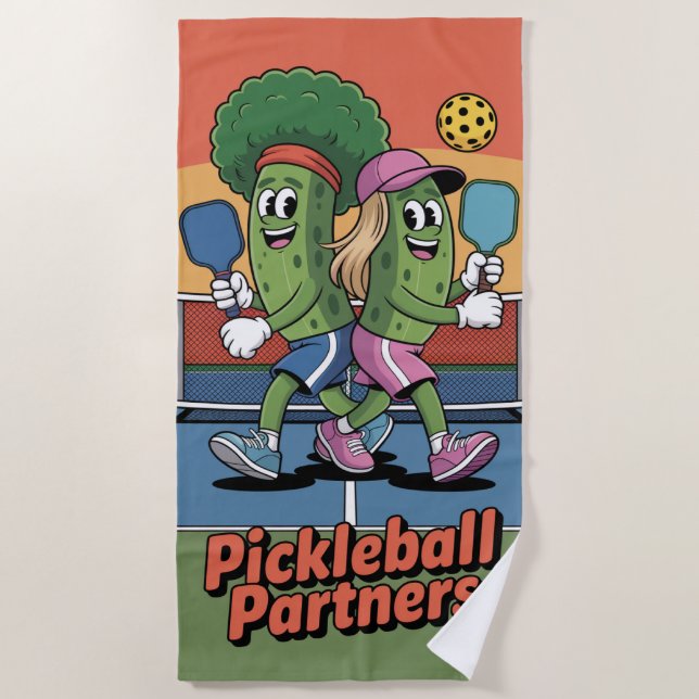 Toalla De Playa Funny Pickleball Partners Mascot Beach (Anverso)