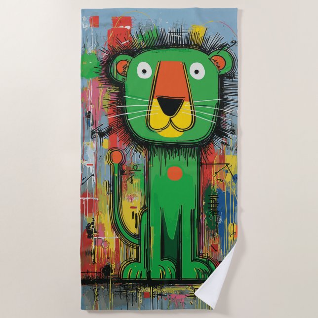 Toalla De Playa Funny Pop Art Lion Cartoon (Anverso)