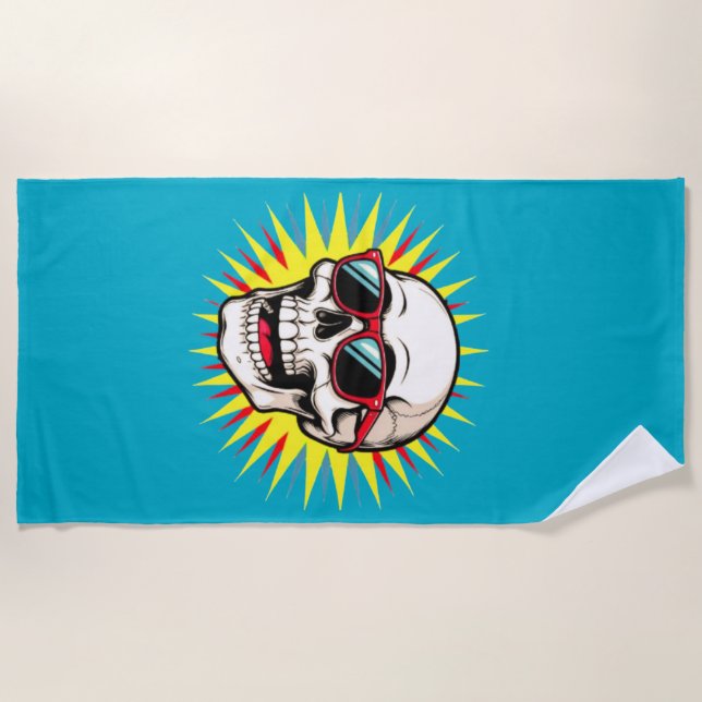 Toalla De Playa **Funny Skull With Sunglasses – Cartoon Laughing S (Anverso)