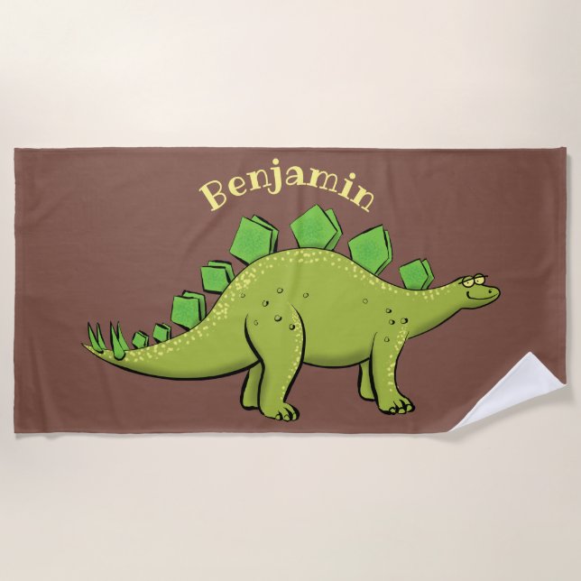 Toalla De Playa Funny stegosaurus dinosaur personalizado (Anverso)