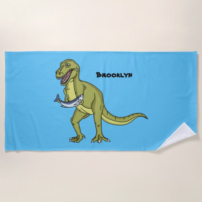 Toalla De Playa Funny T rex dinosaur ilustracion (Anverso)