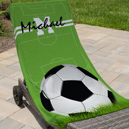 Toalla De Playa Fútbol de fútbol personalizado para niños Monogram