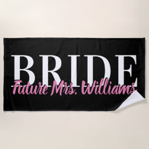 Toalla De Playa Futura Sra. Name Bride Pink and Black