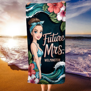 Toalla De Playa Futuro Sra Tropical Ocean Wave Bridal Bachelorette