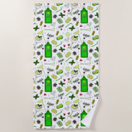 Toalla De Playa Gafas De Cóctel Gin Tonic Bebidas Mixólogo