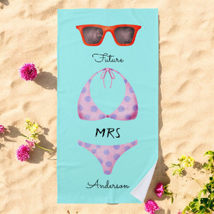 Toalla De Playa Gafas de sol de bikini turquesa Future Mrs