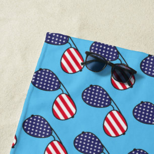 Toalla De Playa Gafas de sol de la bandera estadounidense