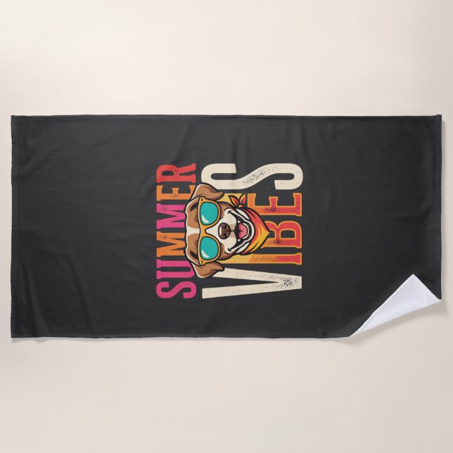 Toalla De Playa Gafas de sol para perros Summer Vibes (Anverso)