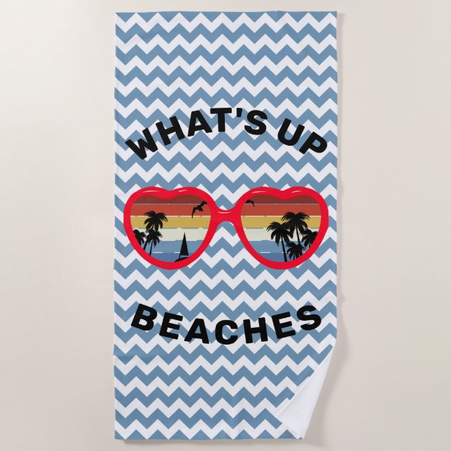 Toalla De Playa Gafas de sol retro "Qué pasa, playas" divertidas (Anverso)