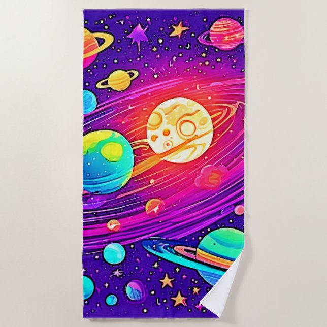 Toalla De Playa Galaxia arco iris: Diversión Personalizado (Anverso)