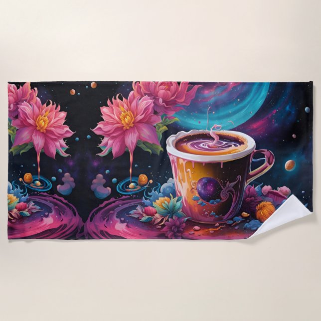 Toalla De Playa Galaxy Garden Coffee Art (Anverso)