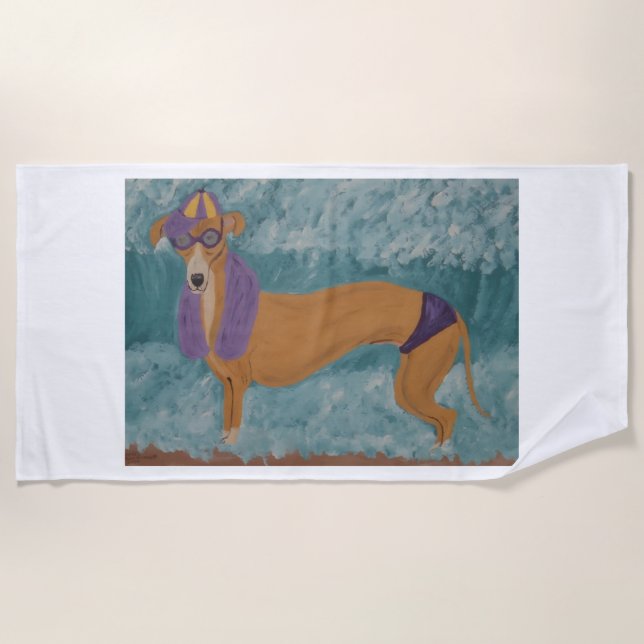 Toalla De Playa Galgo en la Playa (Anverso)