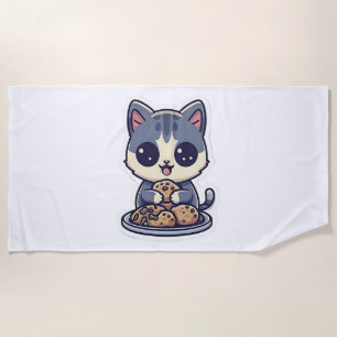 Toalla De Playa Galletas para comer gato Clásico de camiseta