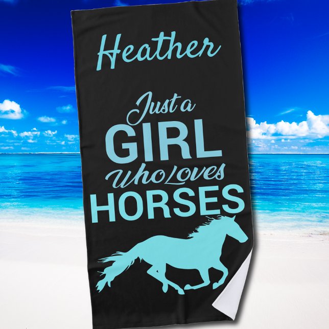 Toalla De Playa Gallop Caballo Un Chica que ama a los caballos Per (Horse Gallop A Girl Who Loves Horses Personalized Beach Towel)
