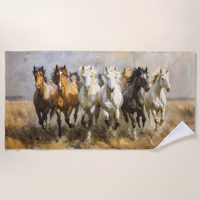 Toalla De Playa Galloping Mustang Pintura (Anverso)