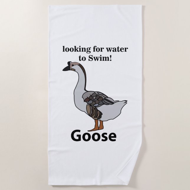 Toalla De Playa Ganso Buscando Agua Para Nadar Ganso Africano (Anverso)
