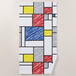 Toalla De Playa Garabatos minimalistas de Mondrian De Stijl Arte m